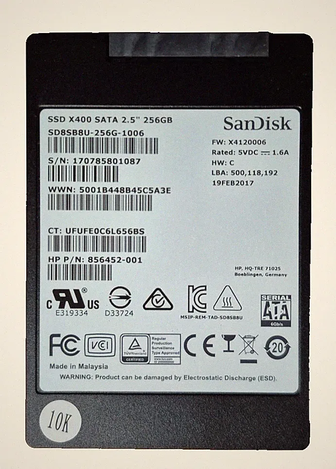 SanDisk 256GB SSD 2.5" X400 SATA SD8SB8U-256G-1006