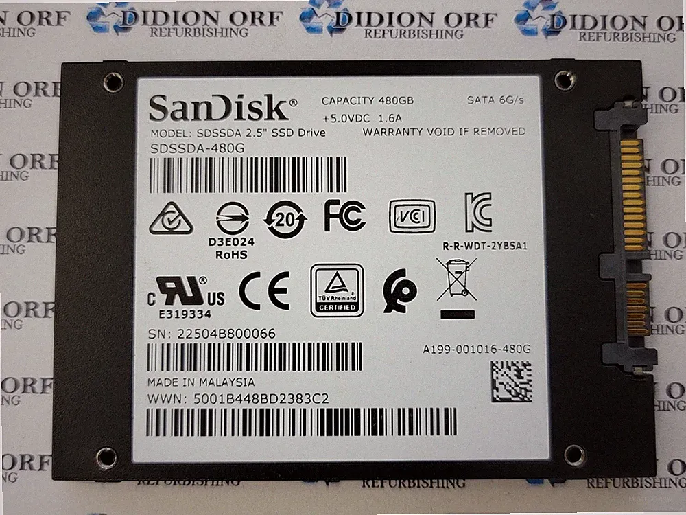 SANDISK 480GB 2.5" SATA SSD SDSSDA-480G, Grade C, SKU 24357
