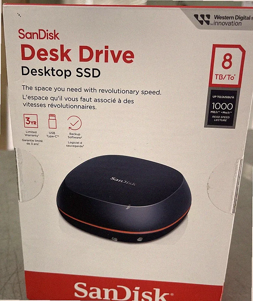 SanDisk 8TB Desk Drive SSD USB Type-C (Up to 1000MB/s) - SDSSDT40-8T00-NA25