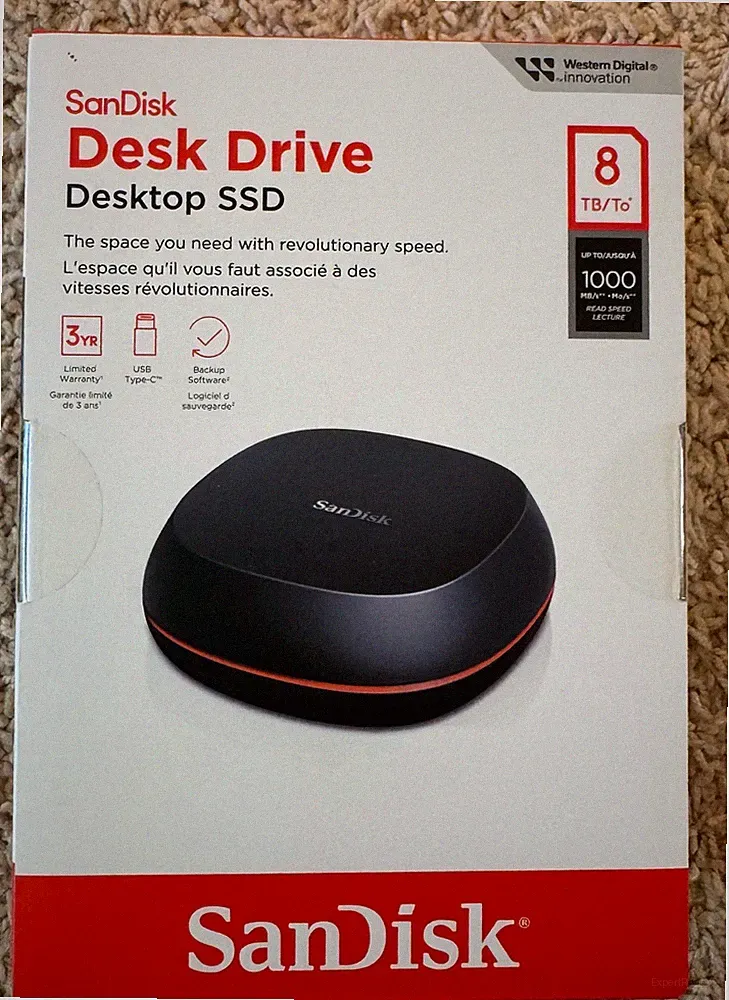 SanDisk 8TB Desktop SSD External Drive Open Box Unused Replacement Complete w/Po