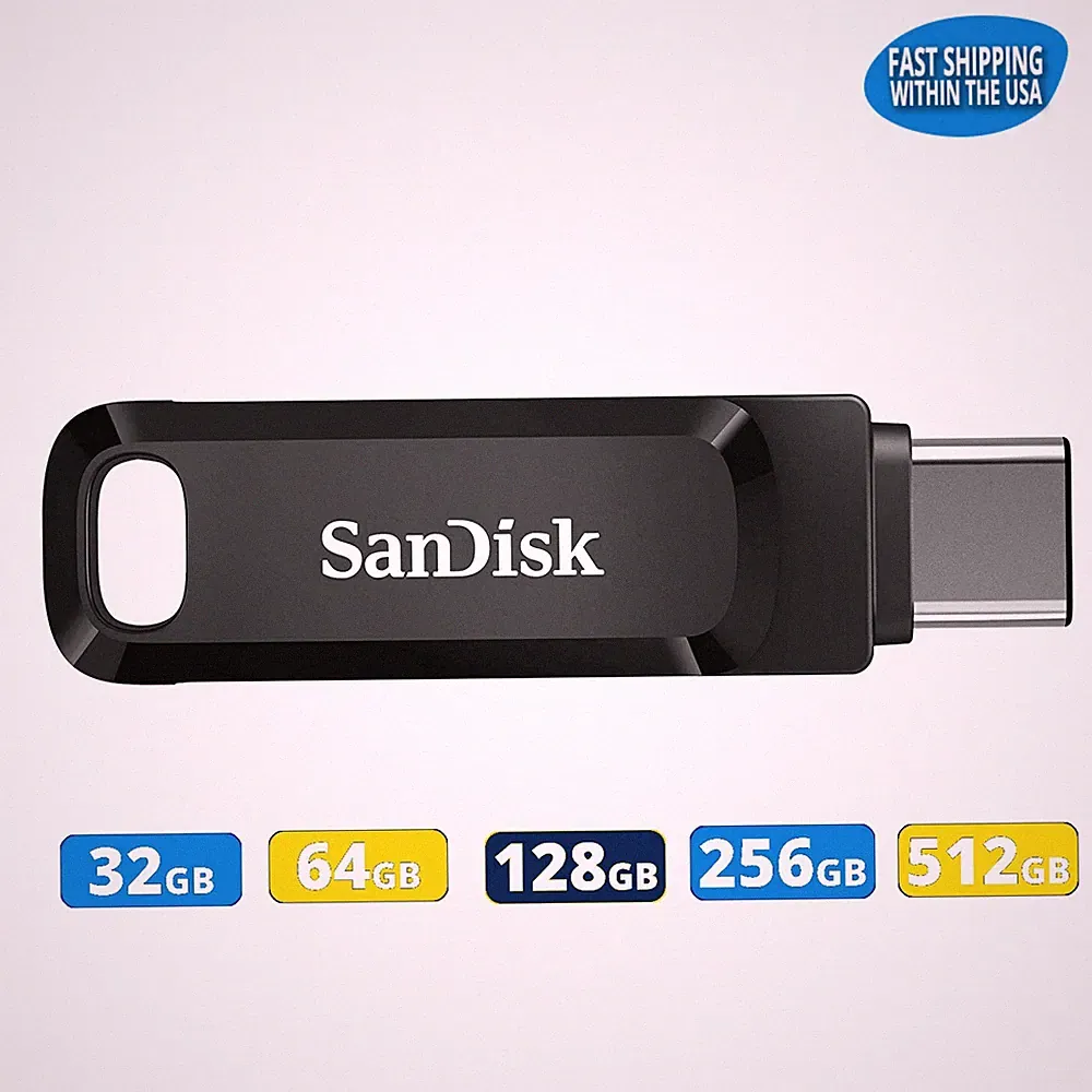 SanDisk Flash Drive Ultra Dual Go USB Type-A & Type-C 64GB 128GB 256GB 512GB lot