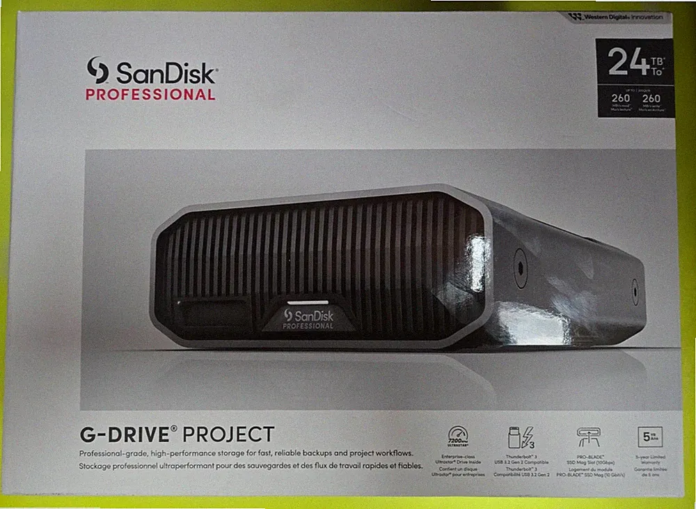 Sandisk Professional G-drive Project 24tb Thunderbolt 3 SDPHG1H-024T-NBAAD
