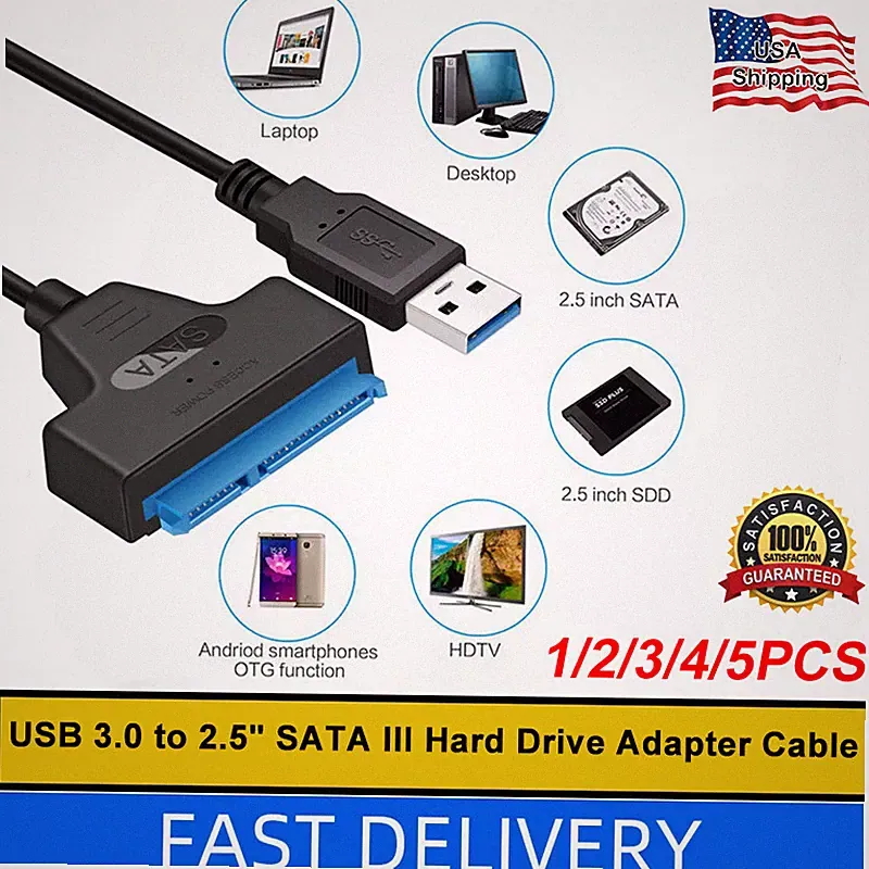 SATA to USB 3.0 Cable USB to SATA III Hard Drive Adapter 2.5'' SSD &HDD Transfer
