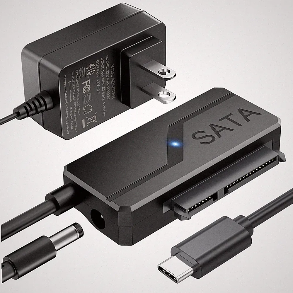 SATA to USB C Adapter with Power, USBC to SATA Cord External Hard Drive Type...
