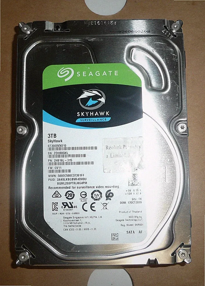 Seagate 3.5" SATA 3TB Skyhawk Surveillance Hard Drive ST3000VX010 7200RPM