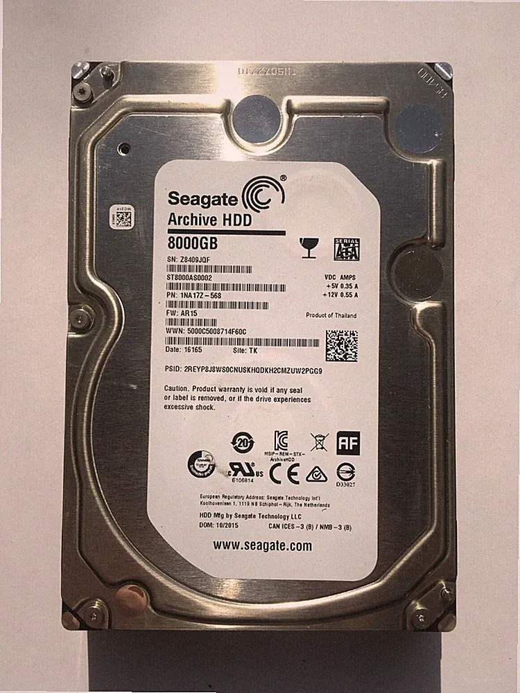 SEAGATE 8TB 5.9K 6Gb/s 3.5" AF SATA ST8000AS0002 ARCHIVE HDD hard drive
