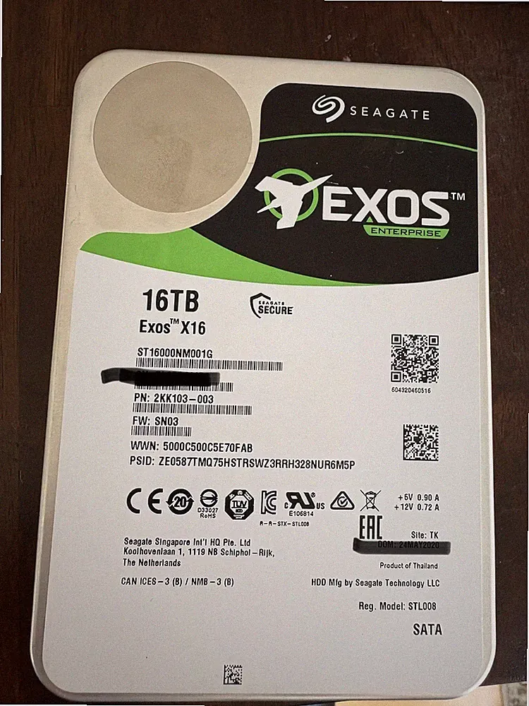 Seagate Exos X16 16TB, 7200 RPM, 3.5 inch Internal Hard Drive - ST16000NM001G