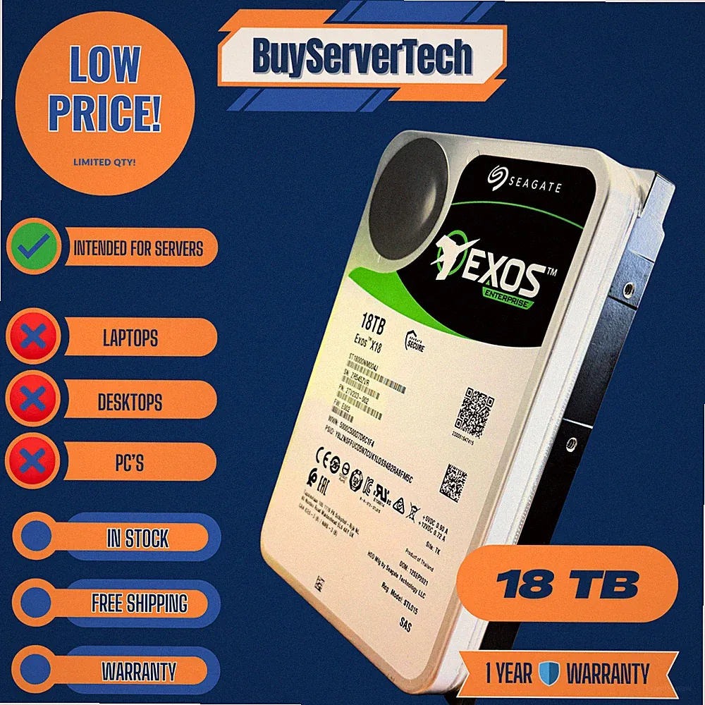 Seagate Exos X18 ST18000NM004J 18TB 7.2K SAS 12Gb/s 3.5" Enterprise HDD 0 Hours