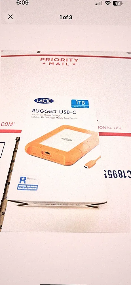 Seagate External Hard HDD Lacie Rugged STFR1000800 Usb-C 1TB Orange