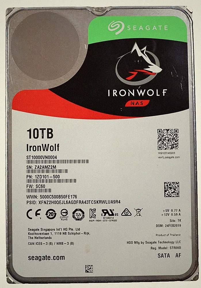Seagate IronWolf 10TB ST10000VN0004 3.5" 7200 RPM SATA 6Gb/s NAS HDD