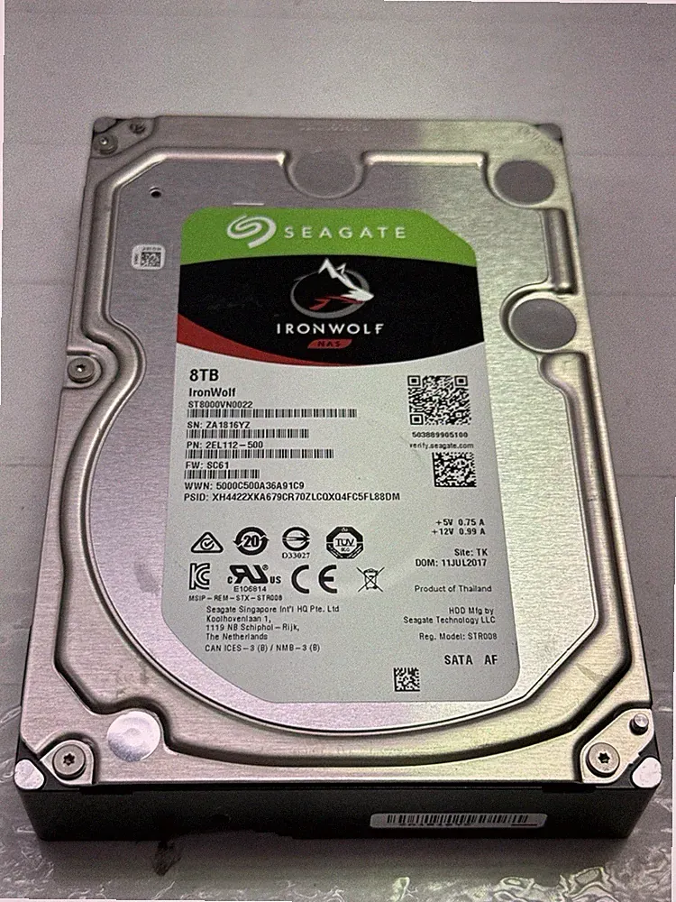 Seagate IronWolf 8TB NAS HDD – ST8000VN0022 – 7200RPM 3.5" SATA – Tested – SMART