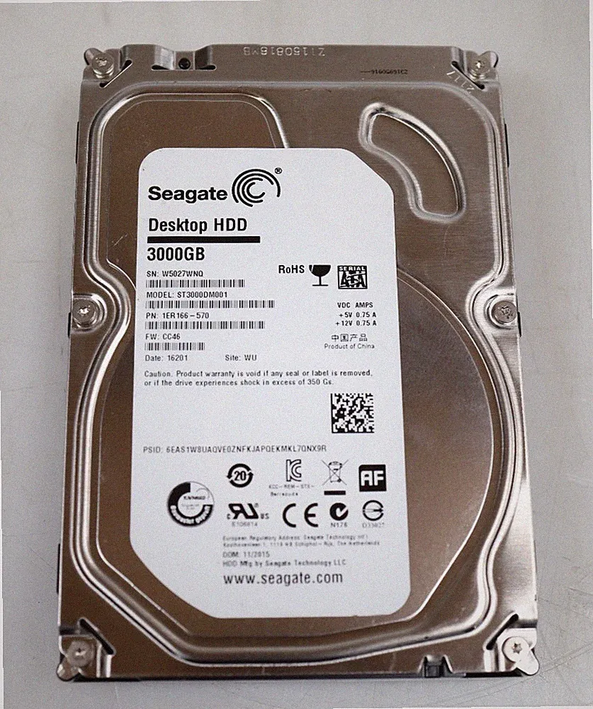 Seagate ST3000DM001 3TB 3.5" SATA 7200RPM Hard Drive