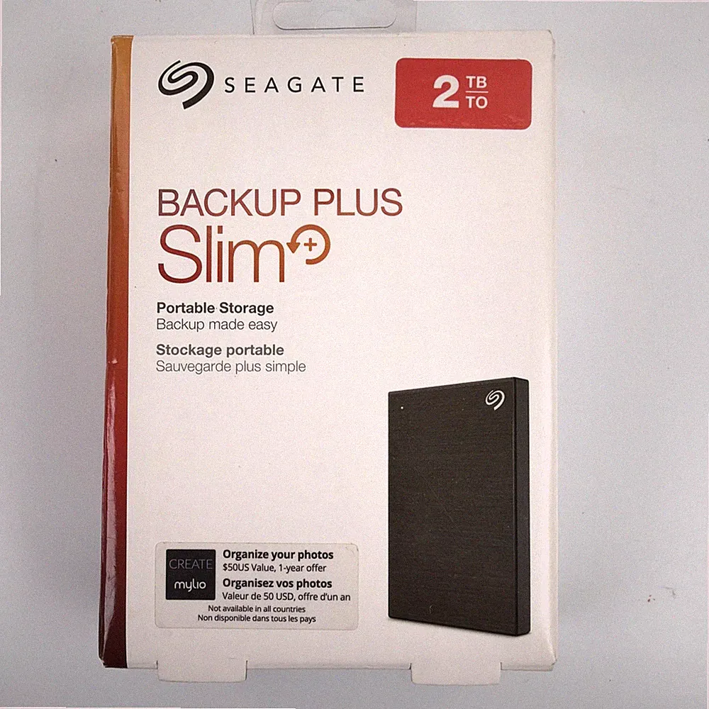 Seagate STHN2000400 Backup Plus Slim USB 3.0 2TB External Hard Drive - Black