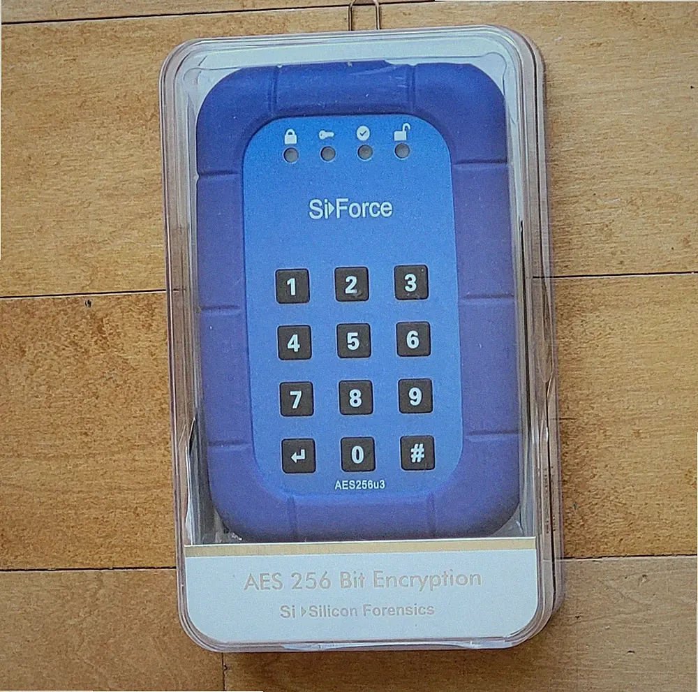 SiForce 1TB Lockbox Rugged Encrypted Keypad USB Drive 1TB 3.0 HDD Hard Drive 1