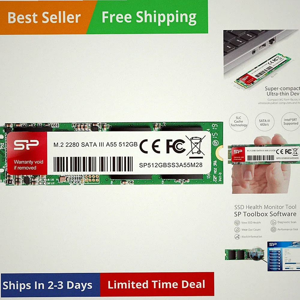 Silicon Power 512GB A55 M.2 SSD SATA III Internal Solid State Drive 2280 SU51...