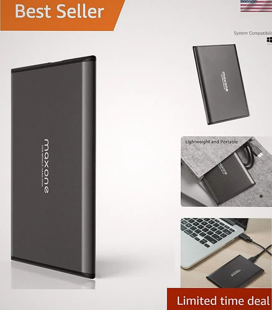 Sleek 500GB USB 3.0 External Hard Drive - Ultra Slim, Aluminum, Plug and Play