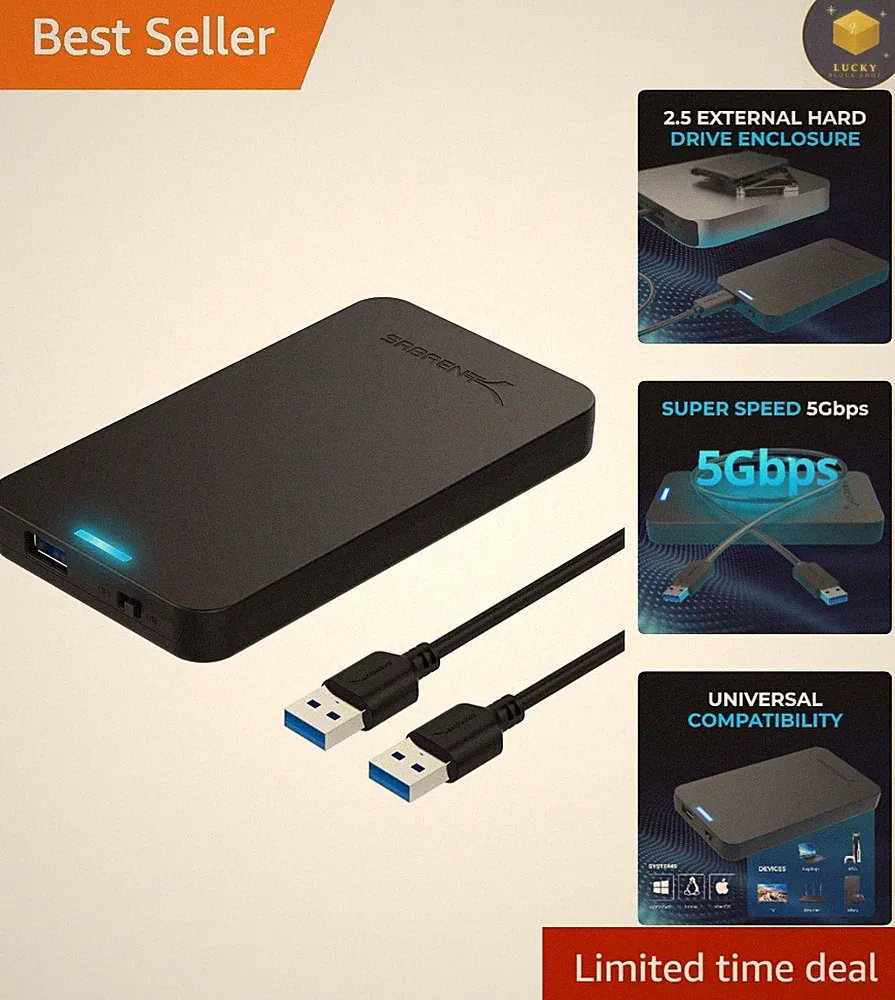 Sleek Black 2.5 Inch SATA External Hard Drive Enclosure - Hot-Swappable Design