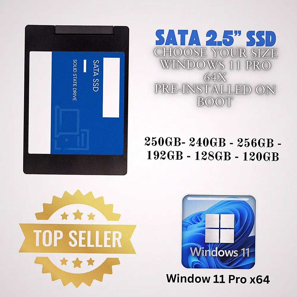 SSD 2.5" SATA Hard Drive for Laptop with Windows 11 pro 64 Pro Pre-installed