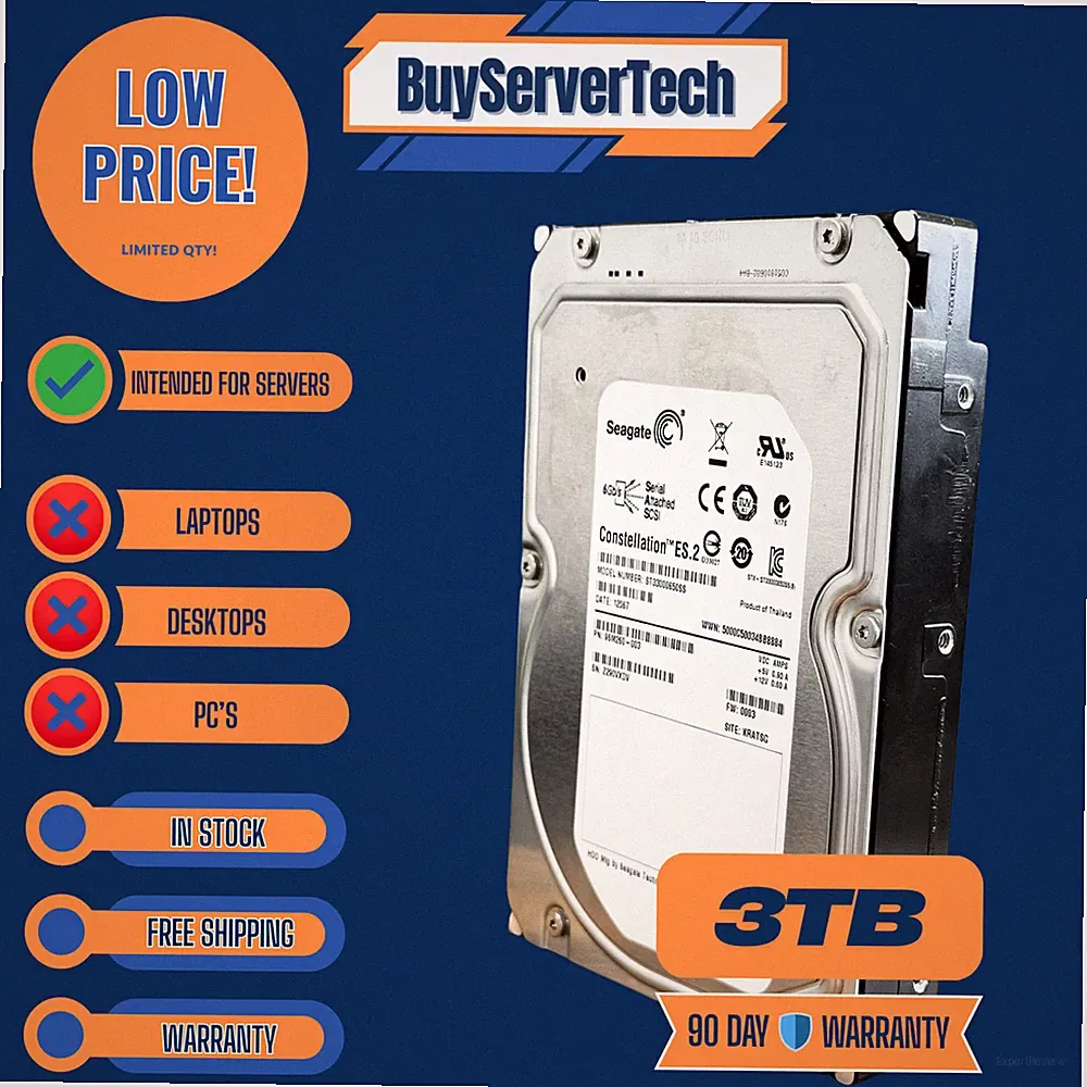 ST33000650SS Seagate 3TB 7.2K RPM 6Gbps 3.5" SAS HDD Hard Drive (ST33000650SS)