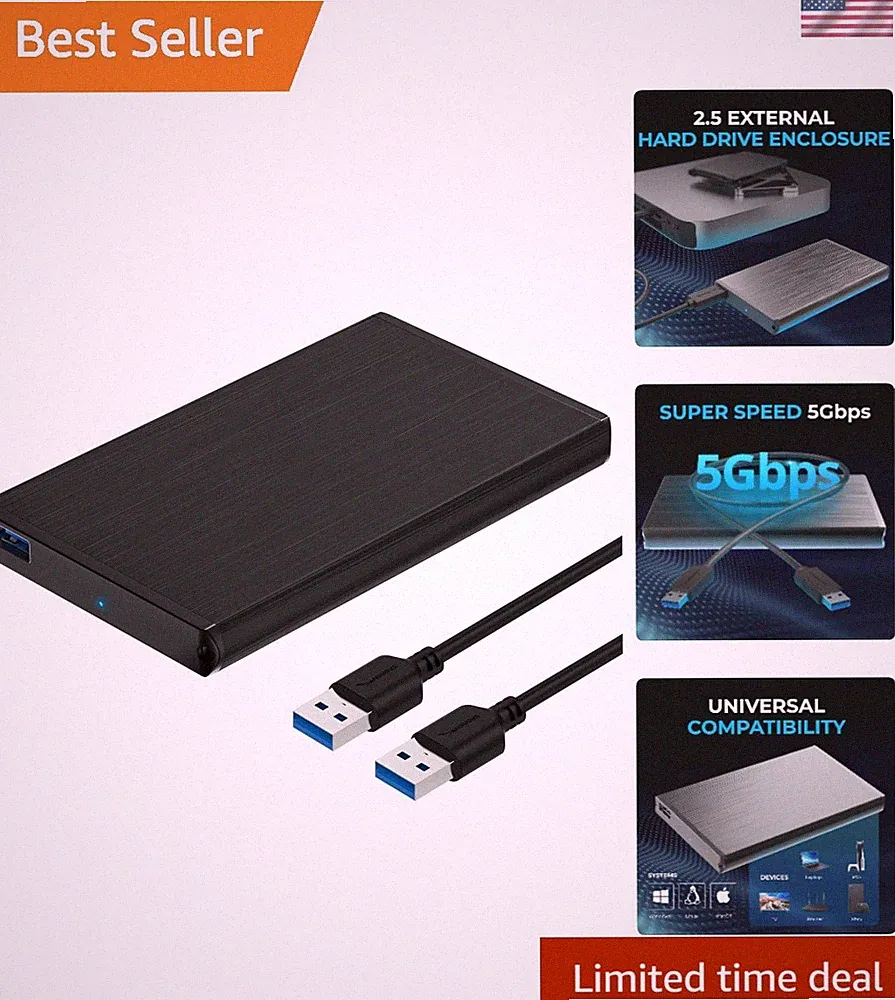 Stylish Aluminum USB 3.0 Hard Drive Enclosure with LED Indicator - 16TB Capacity