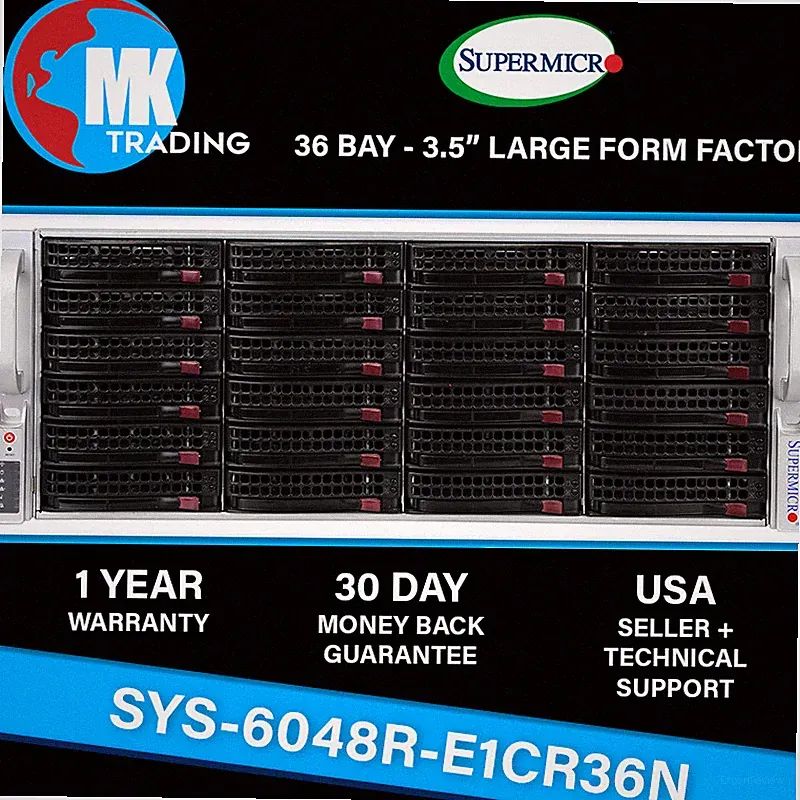 Supermicro SSG-6048R-E1CR36N 36B LFF 4U Server -V2- Choose CPUs/RAM - Wholesale
