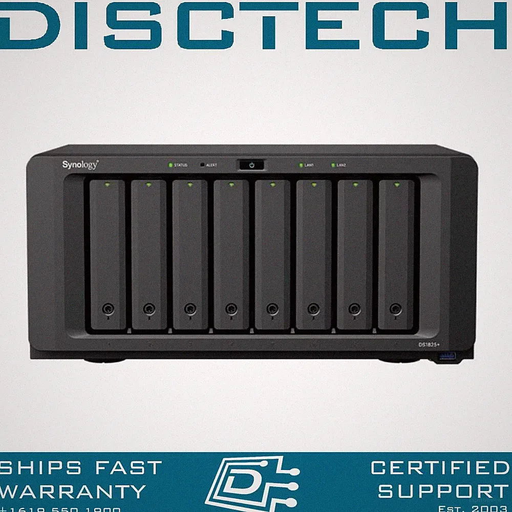 Synology 64TB DiskStation DS1825+ 8-Bay SATA 24/7 NAS Server 8x 8TB Enterprise