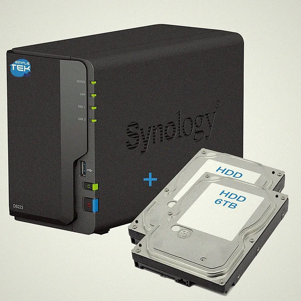 SYNOLOGY DS223 NAS 2-BAY DUAL HDD 6TB PREINSTALLED SATA ETHERNET LAN IP
