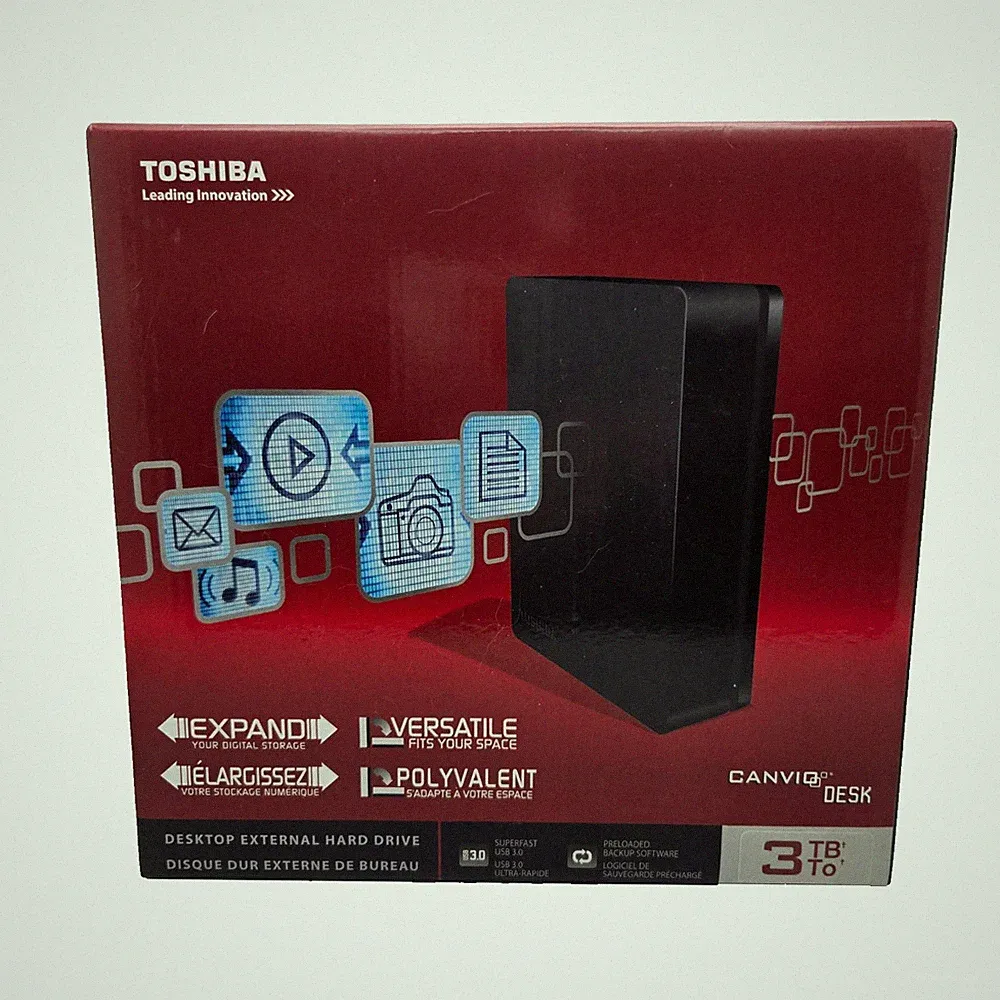 Toshiba 3TB Canvio Desktop External Hard Drive Factory Seal 593755-A0/USB 3.0