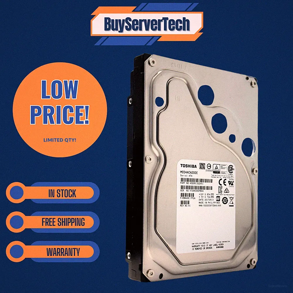 Toshiba MC04ACA 2TB 7200RPM 3.5" SATA 6Gb/s HDD MC04ACA200E 128MB 0HRS ENT