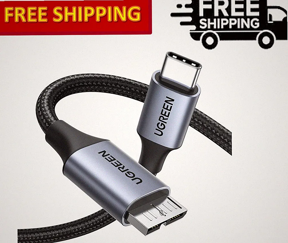 UGREEN USB 3.1 Micro B to USB C Hard Drive Cables, 10 Gbps Data Transfer