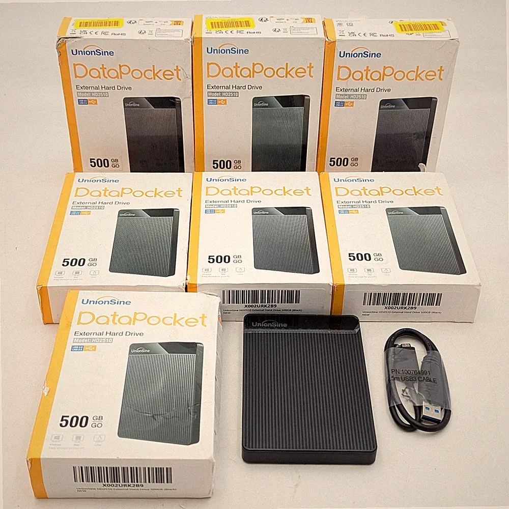 UnionSine DataPocket External Hard Drive 500GB USB 3.0 & 2.0 (HD2510) Lot of 7