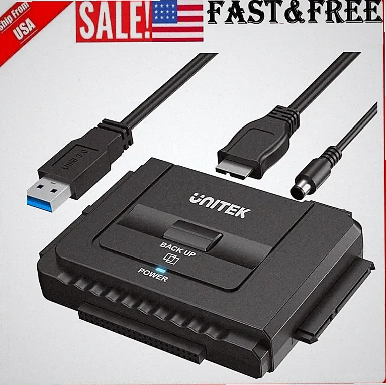 Unitek Adapters USB 3 0 To IDE Sata Converter Hard Drive Adapter Universal Black