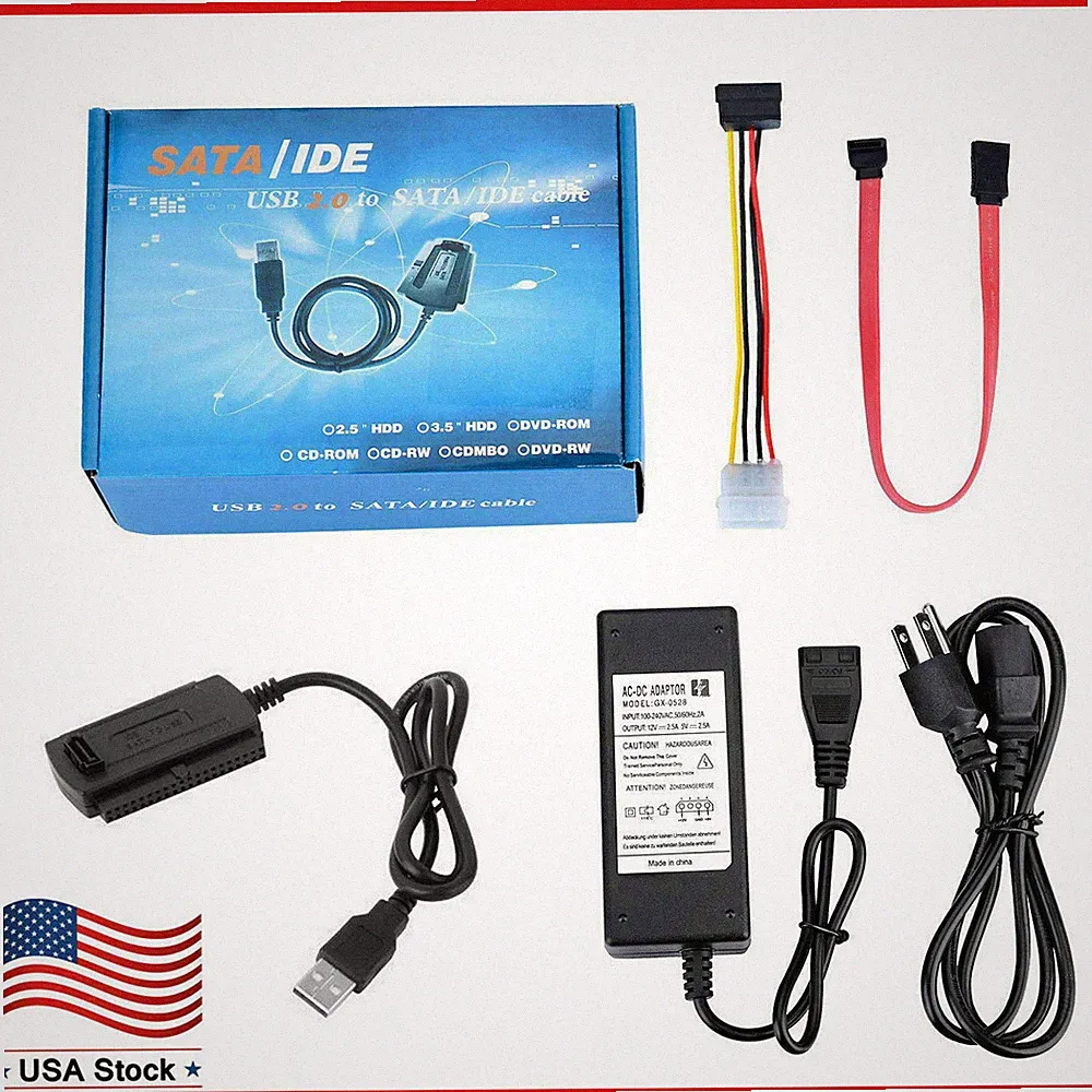 USB 2.0 to IDE SATA SATA 2.5 3.5 Hard Drive HD HDD Converter Adapter Cable SR