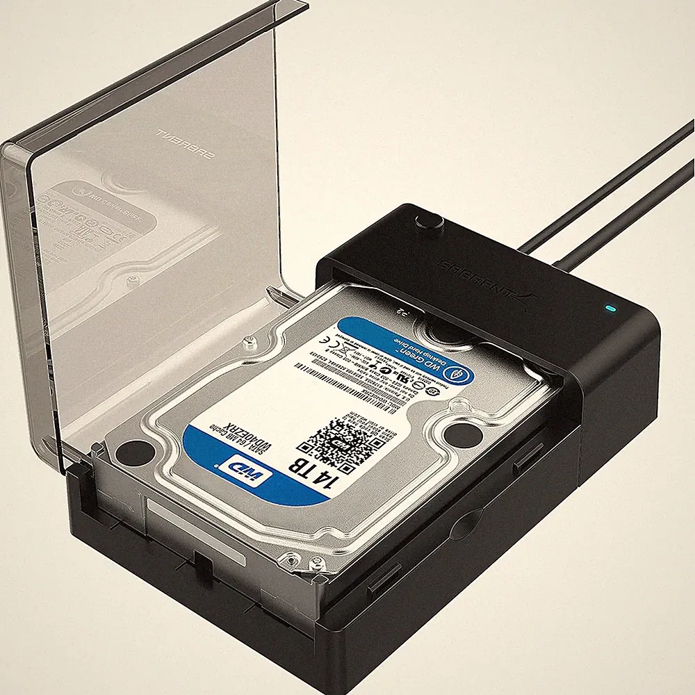 USB 3.0 to SATA External Hard Drive Lay-Flat Docking Station for 2.5 or 3.5In HD