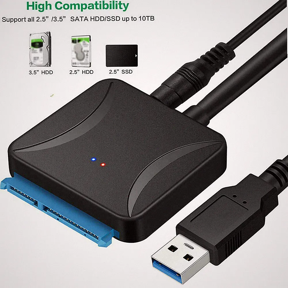 USB 3.0 to SATA III Hard Drive Adapter for 2.5 "3.5" HDD/SSD with 12V/2A Power