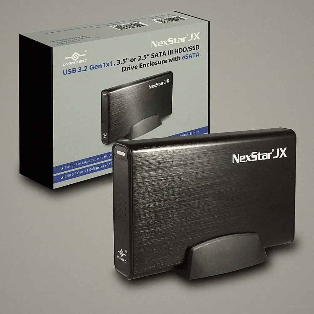 Vantec NexStar JX USB 3.2 Gen1x1, 3.5" or 2.5” SATAIII HDD/SSD Enclosure w/eSATA