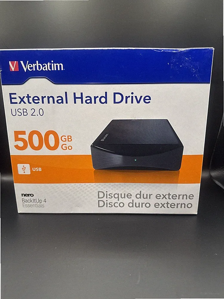 Verbatim 500GB Go External Hard Drive USB 2.0 PC Backup Storage Kit