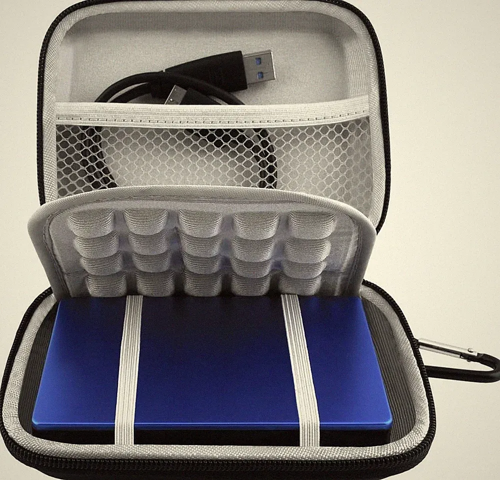 Water-Resistant Shockproof Hard Drive Case - Perfect for Travel & Organization