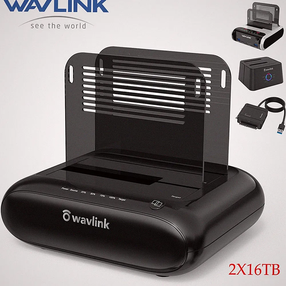 Wavlink Dual Bay Hard Drive Enclosure SATA for 2.5“/3.5" HDD/SSD USB A/C 3.0