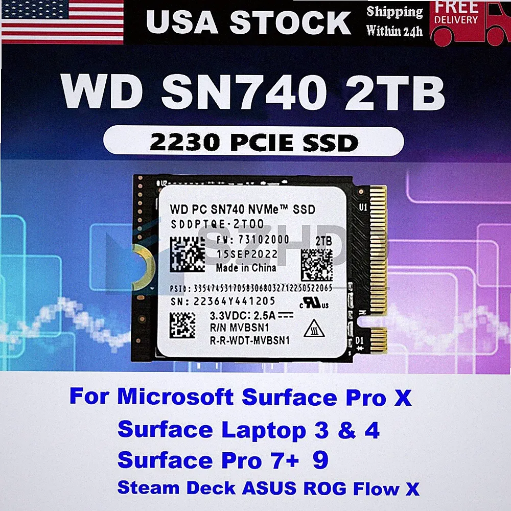WD 2TB M.2 2230 SSD NVMe PCIe4x4 PC SN740 For Steam Deck ASUS ROG Dell Laptop