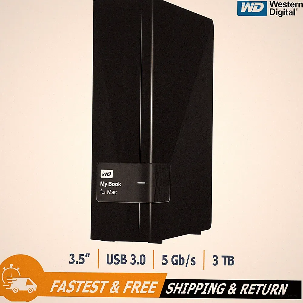 WD My Book for Mac 3TB Desktop External Hard Drive USB 3.0 WDBYCC0030HBK, Black