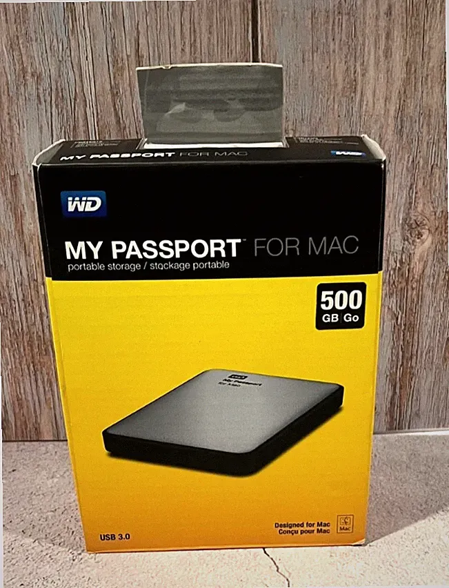 WD My Passport for Mac 500GB External USB 3.0 Portable Hard Drive - Silver