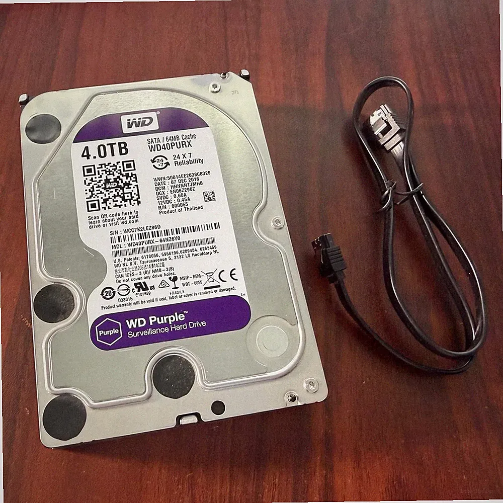 WD Purple 4TB Surveillance Internal Hard Drive WD40PURX 3.5 Desktop HDD - used