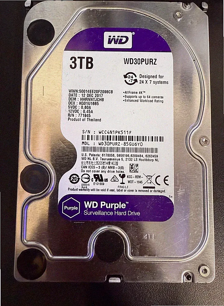 WD Purple WD30PURZ 3TB 3.5" SATA Surveillance Hard Drive