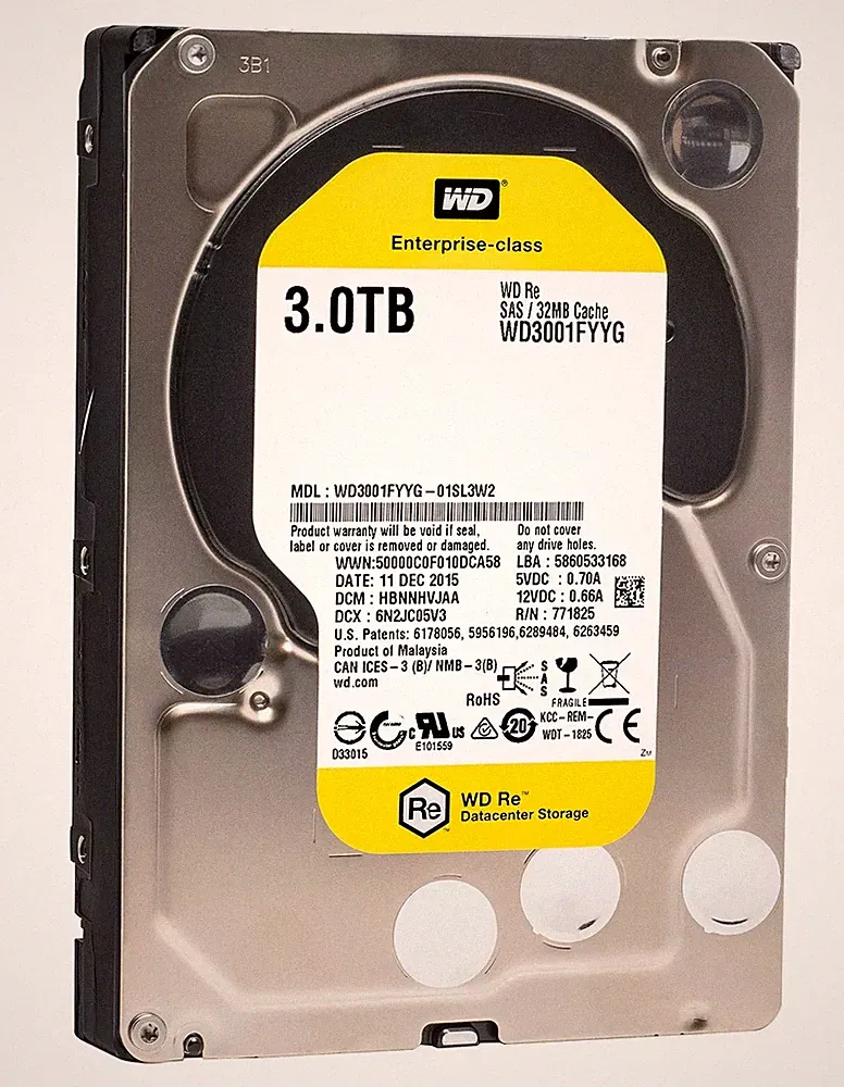 WD Re WD3001FYYG 3TB 7.2K RPM SAS 6 Gb/s 32MB Cache 3.5" Internal Hard Drive