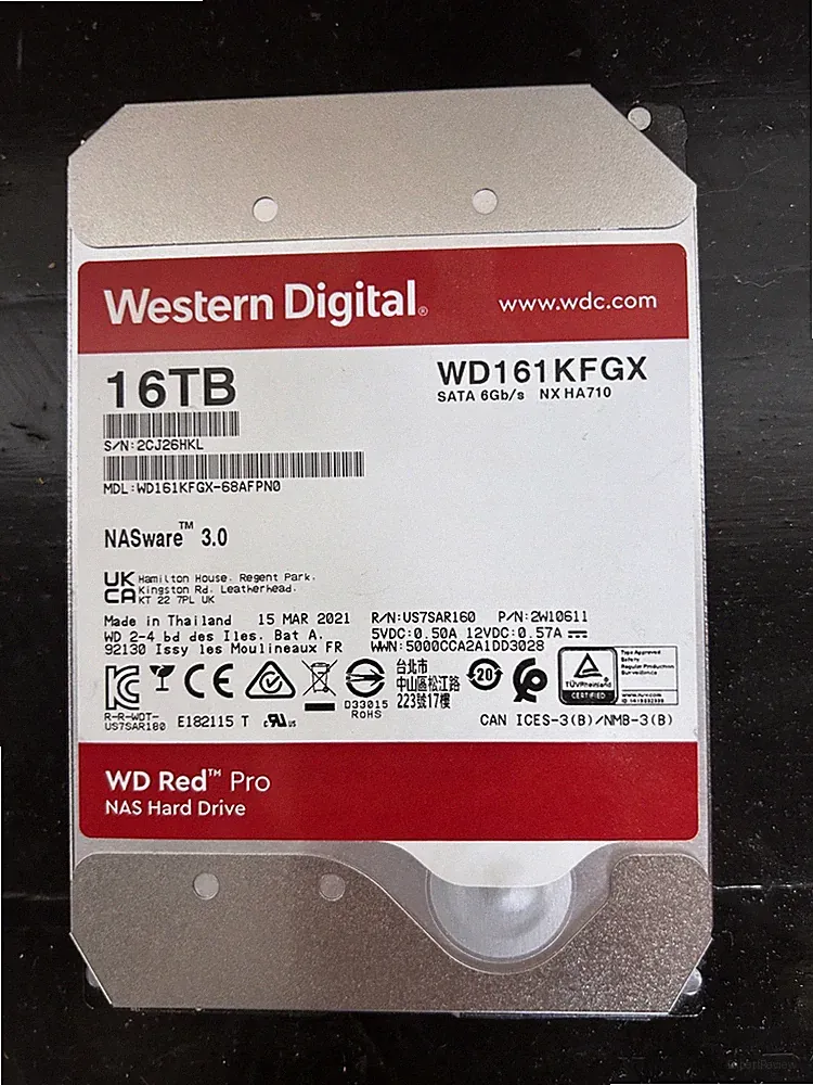 WD Red Pro 3.5" SATA III Internal NAS Hard Drive 16TB 512MB Cache WD161KFGX