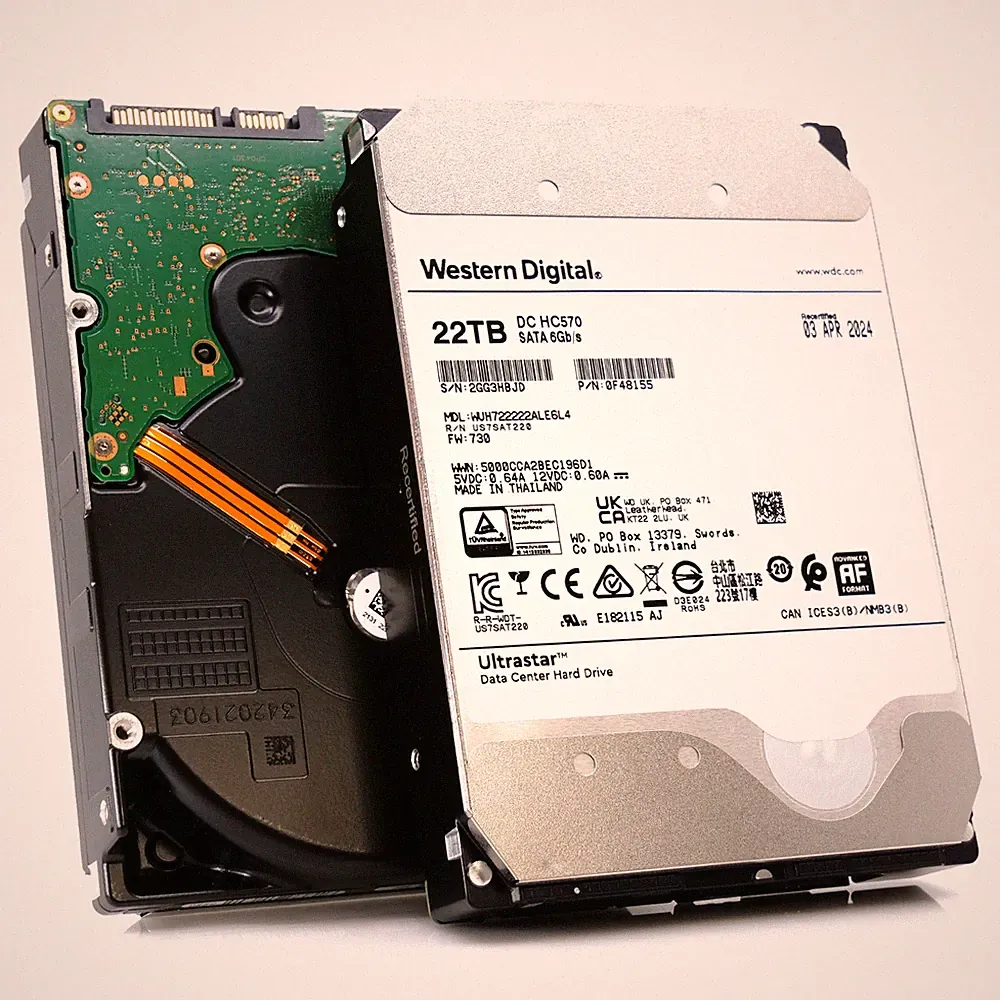 WD Ultrastar DC HC570 22TB WUH722222ALE6L4 0F48155 7.2K RPM SATA 6Gb/s 3.5" HDD
