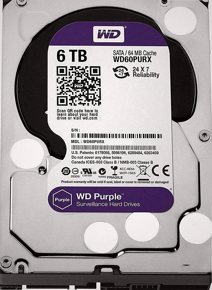 Western Digital Purple 6 TB,Internal,5400 RPM,3.5 inch (WD60PURX) Hard Drive