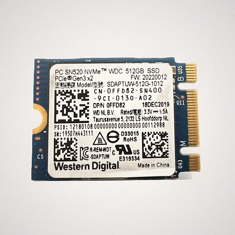 Western Digital SN520 512GB SSD, NVMe M.2, Internal Hard Drive SDAPTUW-512G-1012