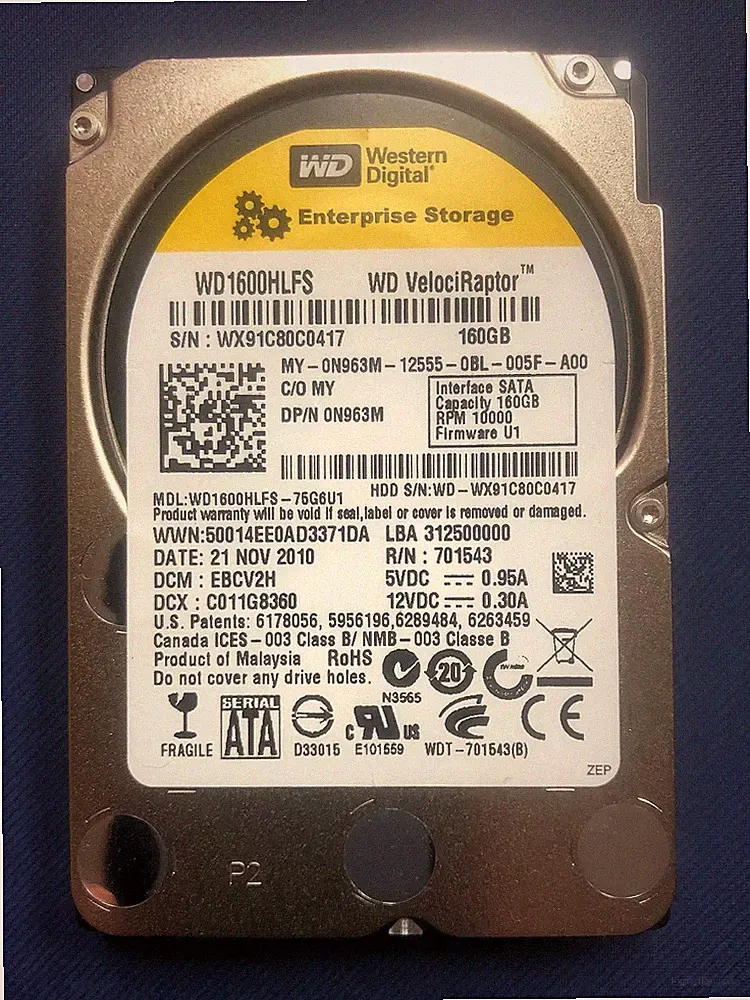 Western Digital VelociRaptor 160GB 10K RPM SATA 3G 16MB 2.5" Internal Hard Drive